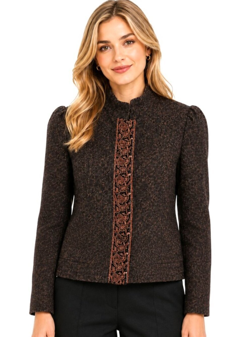 Rosaria Lamanna Embroidered Wool Silk Linen Cashmere Blazer Jacket